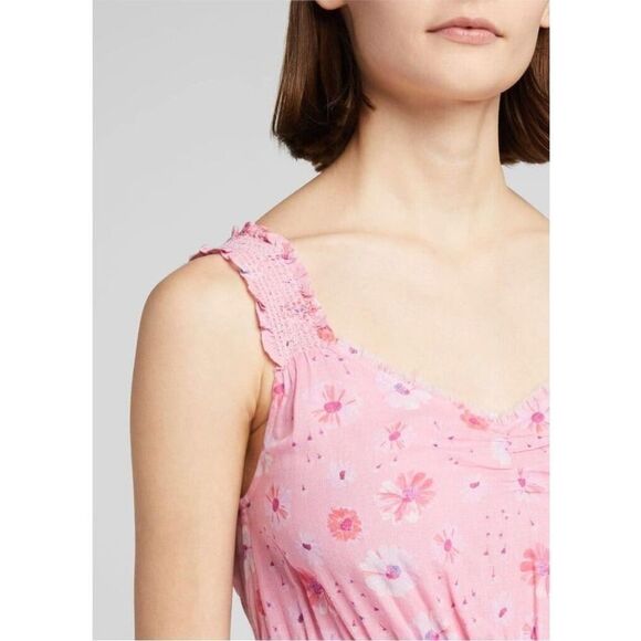 LOVESHACKFANCY | Norelli Smocked Ruffle Floral Pink Mini Dress Women’s Size L - Picture 2 of 12